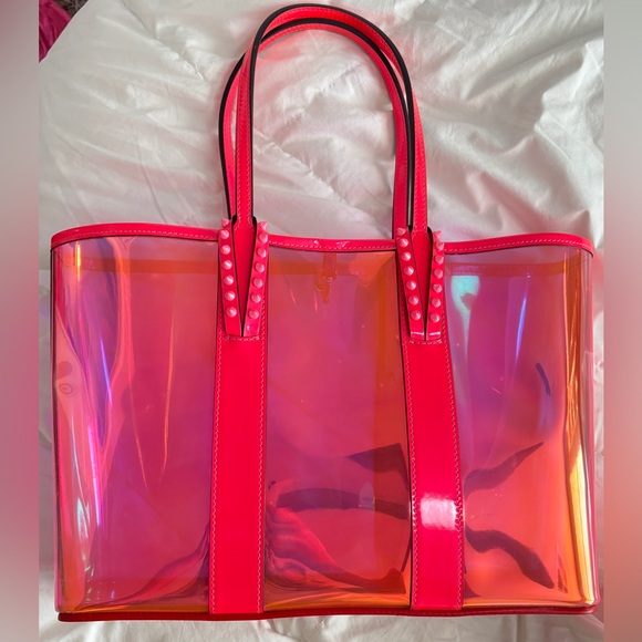 NWT • Christian Louboutin • Cabata Small Tote Bag in Rose Pink • Removable Pouch - Picture 6 of 11